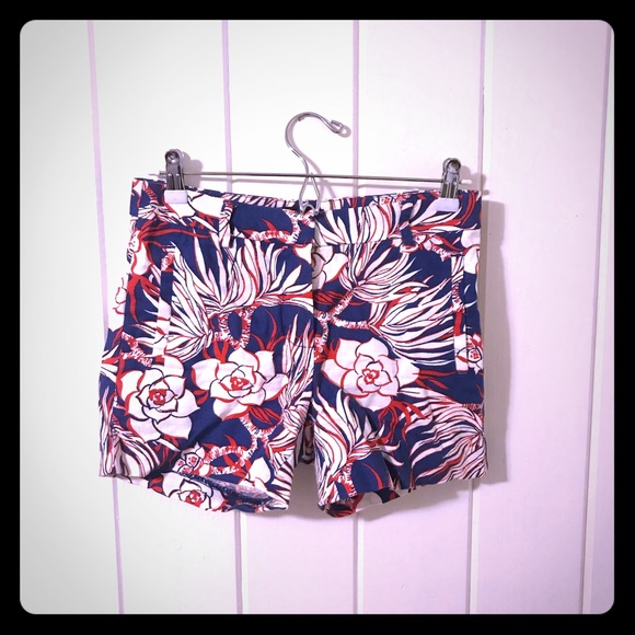 J.Crew EUC Blue red and white floral shorts sz 00 - Picture 3 of 5